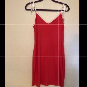 Coral colored bodycon dress